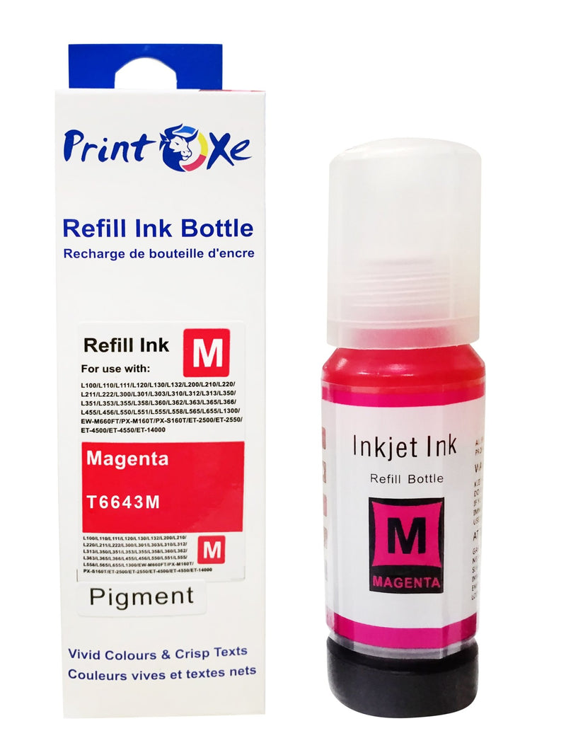 T774 T664 Compatible Refill Set of 4 Pigment Ink Bottles PRINTOXE Refill Bottles