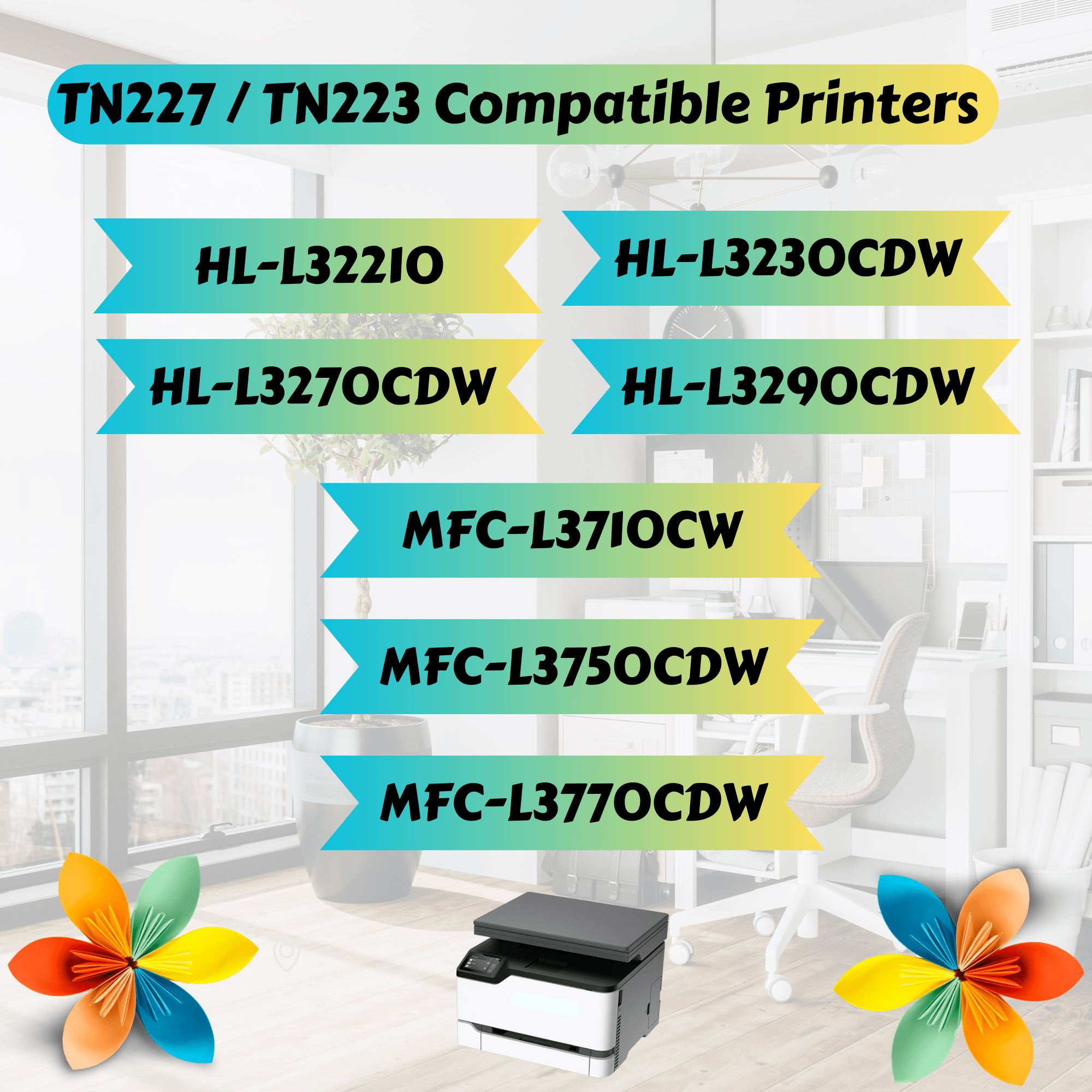 TN227 Compatible 5 Toner Cartridges High Yield High Yield TN223 - TN-227 for Brother HL L3210CW L3230CDW L3270CDW L3290CDW and MFC L3710CW L3750CDW L3770CDW PRINTOXE Toner Cartridges