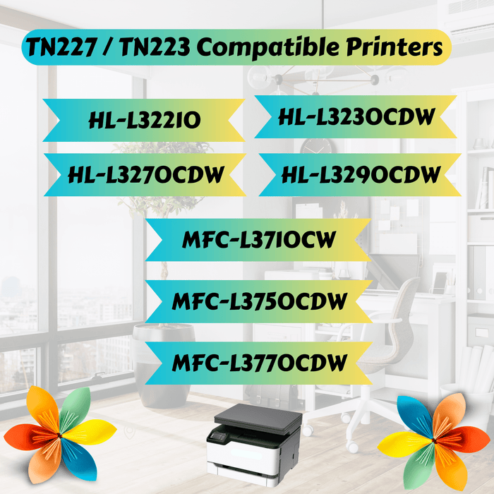 TN227 Compatible Colour Bundle of 3 Toner | Cyan Magenta & Yellow | High Yield TN223 - TN-227 for Brother HL L3210CW L3230CDW L3270CDW L3290CDW and MFC L3710CW L3750CDW L3770CDW PRINTOXE Toner Cartridges