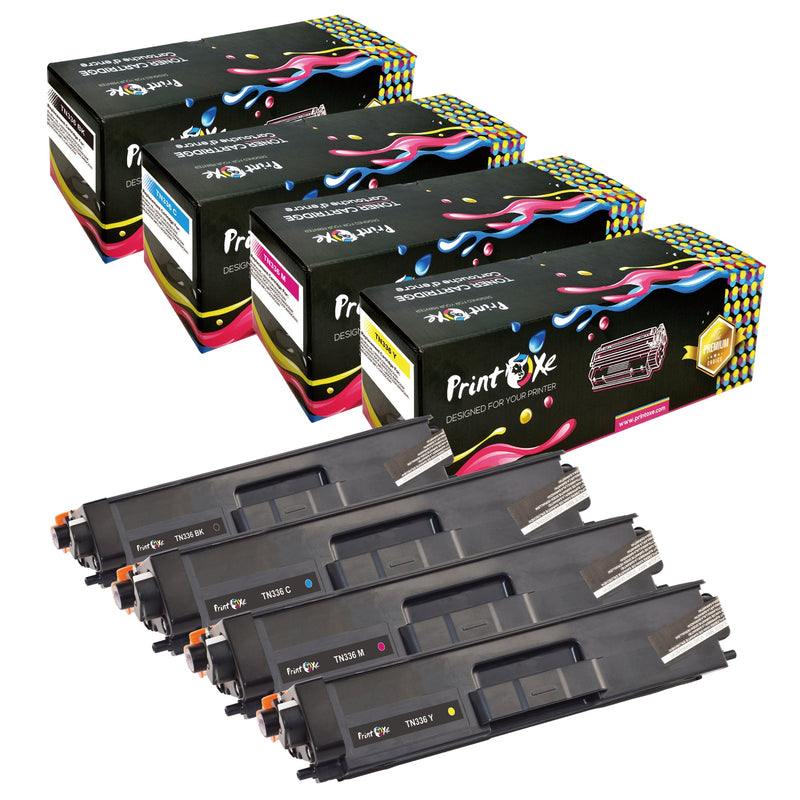 TN336 Compatible Set of 4 TN-336 Toner Cartridges TN 336 / 326 for Brother HL L8350CDN L8350CDW L8350CDWT and DCP L8450CDW and MFC L8600CDW L8650CDW L8850CDW PRINTOXE Toner Cartridges