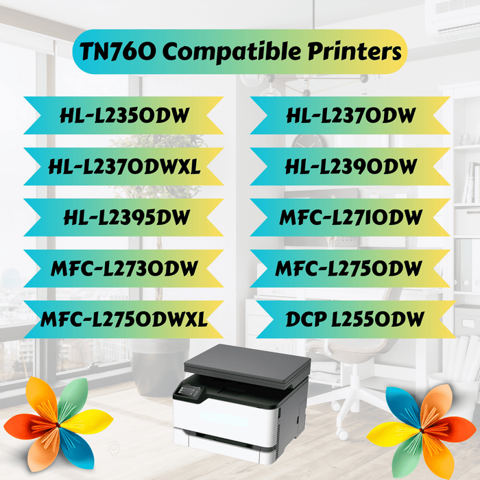 TN760 Compatible 3 Cartridges High Yield TN730 / TN-760 for Brother HL L2350DW L2370DW L2370DWXL L2390DW L2395DW & MFC L2710DW L2730DW L2750DWXL & DCP L2550DW PRINTOXE Toner Cartridges