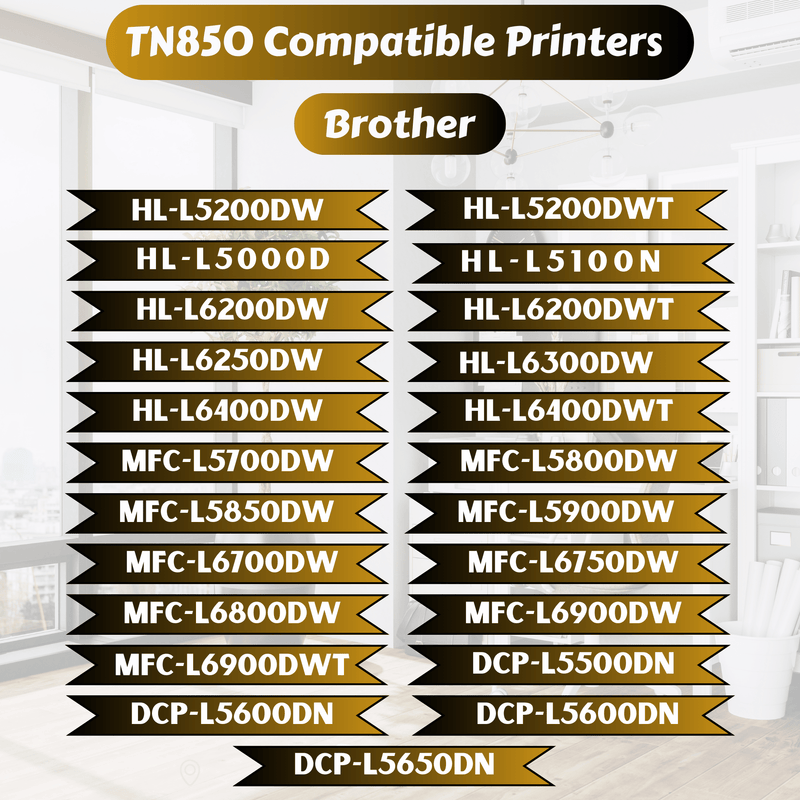 TN850 Compatible 10 Cartridges TN-850 for Brother HL MFC & DCP Series L5000 L5100 L5200 L6200 L6250 L6300 L6400 L5700 L5800 L5850 L5900 L6700 L6750 L6800 L6900 L5500 L5600 L5650 PRINTOXE Toner Cartridges