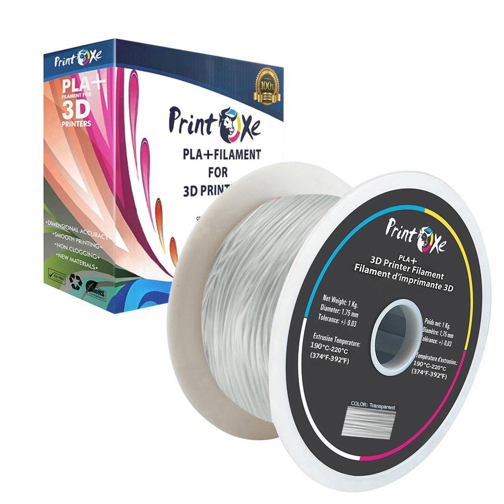 Translucent Clear 3D PLA+ / Pro PLA Filament 1 Kg Net on Spool PRINTOXE Filament