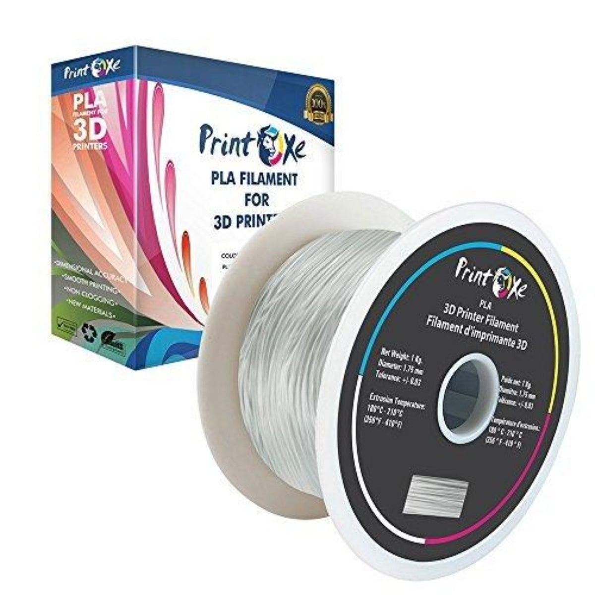 Transparent / Clear PLA 3D Printer Filament - 1 Kg.. Spool PRINTOXE Filament