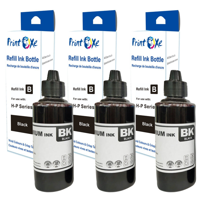 Universal 3 Black Ink 370 Refill Bottles for Desktop CISS & Cartridges Printers (Refill Kit Not Included) Canon & HP Models 61 60 62 63 64 65 950 951 564 920 901 902 952 XL and Many Others PRINTOXE Refill Bottles