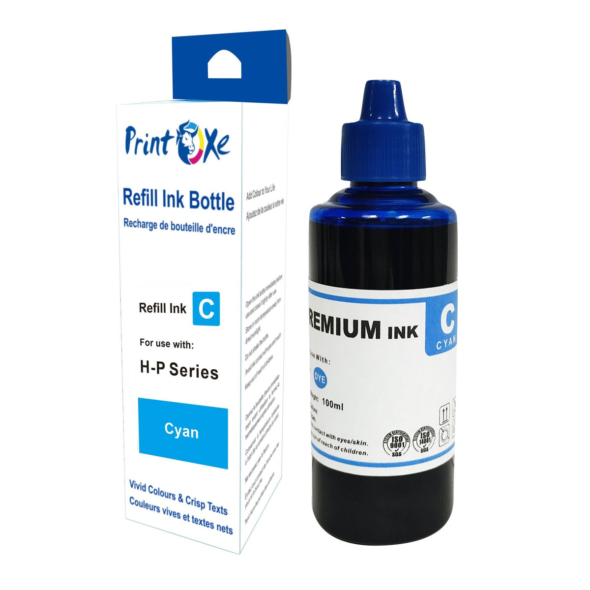Universal Ink Refill 10 Bottles 370 of 2 Sets + 2 Black for Desktop CISS & Cartridges (Refill Kit Not Included) Canon & HP Models 61 60 62 63 64 65 950 951 564 920 901 902 952 XL and Many Others PRINTOXE Refill Bottles