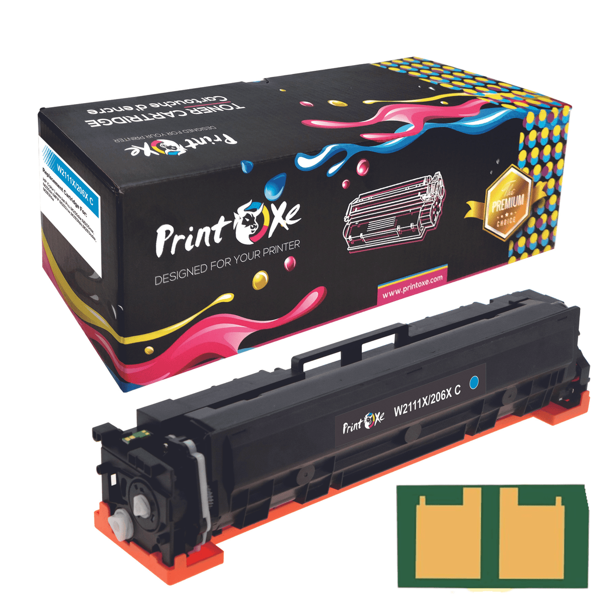W2111X / 206X With Chip Compatible Cyan Laser Toner Cartridge for HP Color LaserJet Pro M255dw M255nw & MFP M282nw MFP M283cdw M283fdn M283fdw PRINTOXE Toner Cartridges