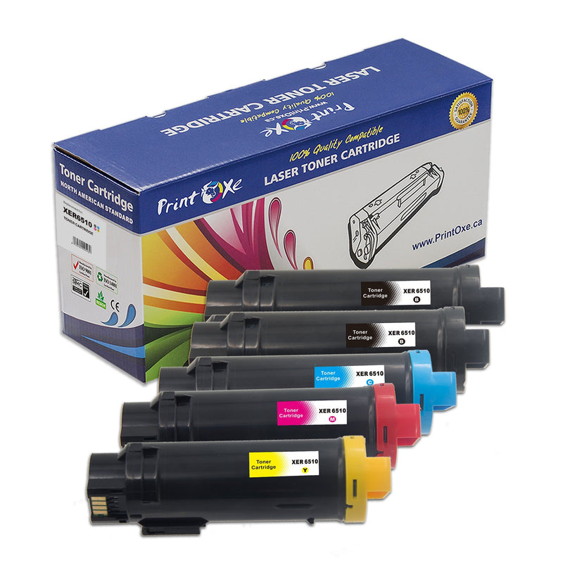 6510 / 6515 Compatible Set + Black | 5 Cartridges | for Xerox WrokCentre 6515 6515n 6515dn 6515dni & Phaser 6510 6510n 6510dn 6510dni PRINTOXE Toner Cartridges